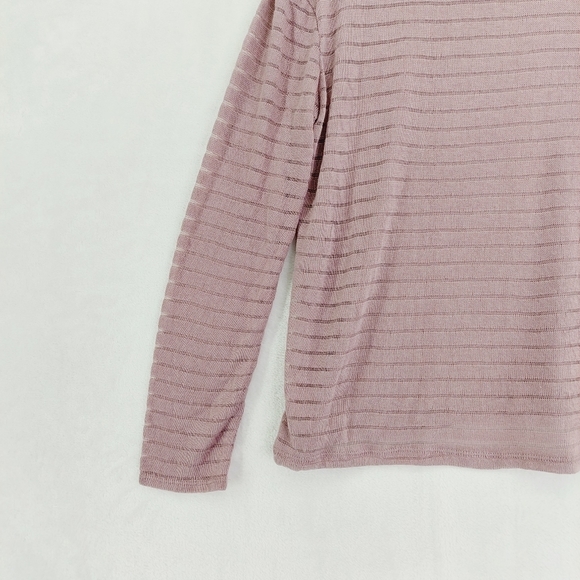 NWT 14th & Union Shadow Stripe Boatneck Long Sleeve Pullover Blouse Purple P4376 - Picture 4 of 8